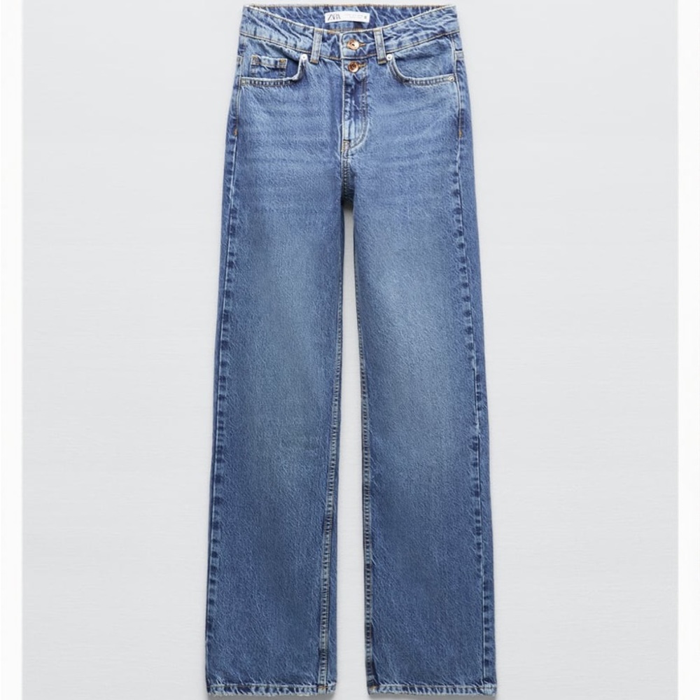 ZARA Z1975 STRAIGHT LEG LONG LENGTH HIGH RISE JEANS